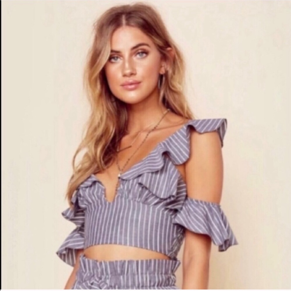 BLUE LIFE Call Me Ruffle striped smocked crop top - Picture 2 of 11